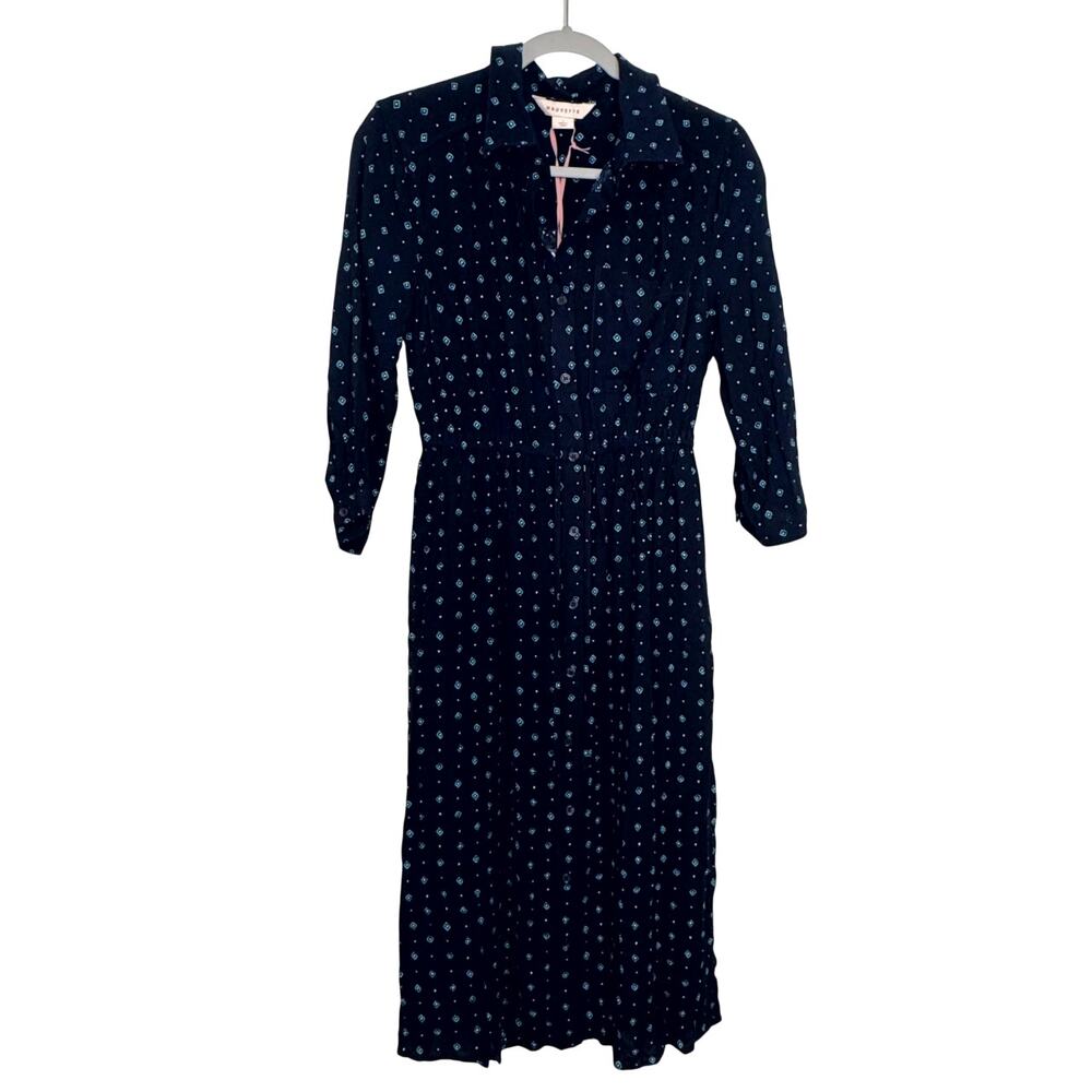 Mauvette Long Sleeve Shirt Dress in Navy Blue NWT Size Small